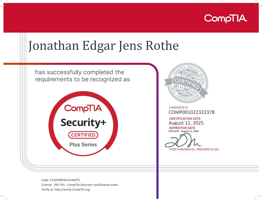 CompTIA Security+ Certification Logo
